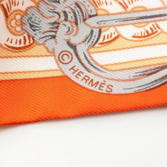 HERMES Authentic Orange Silk Scarf - Picture 2 of 5